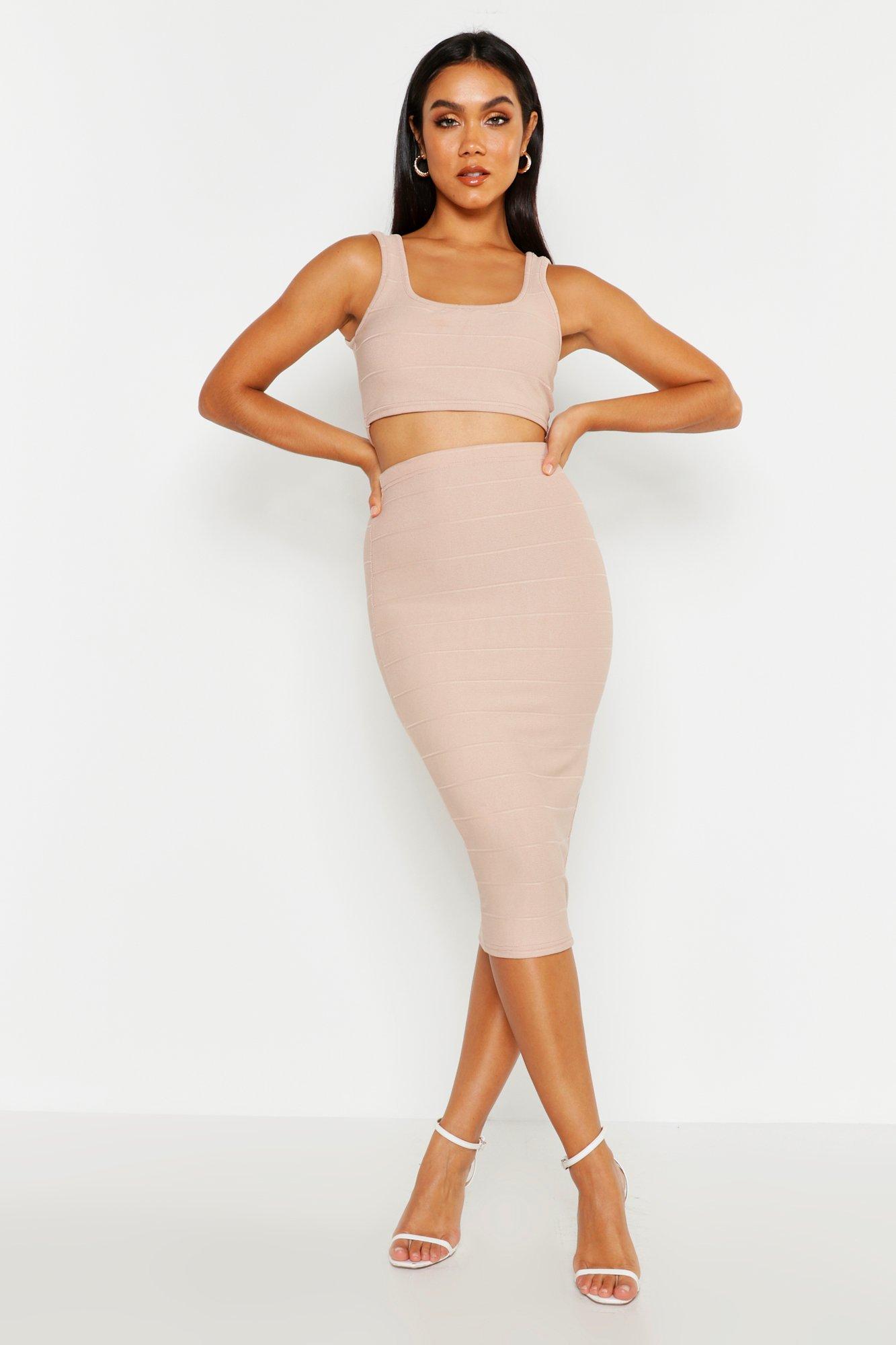 midi skirt and crop top co ord